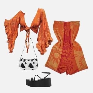 Reworked vintage towel romper shorts tube top sleeveless handmade thrift flip